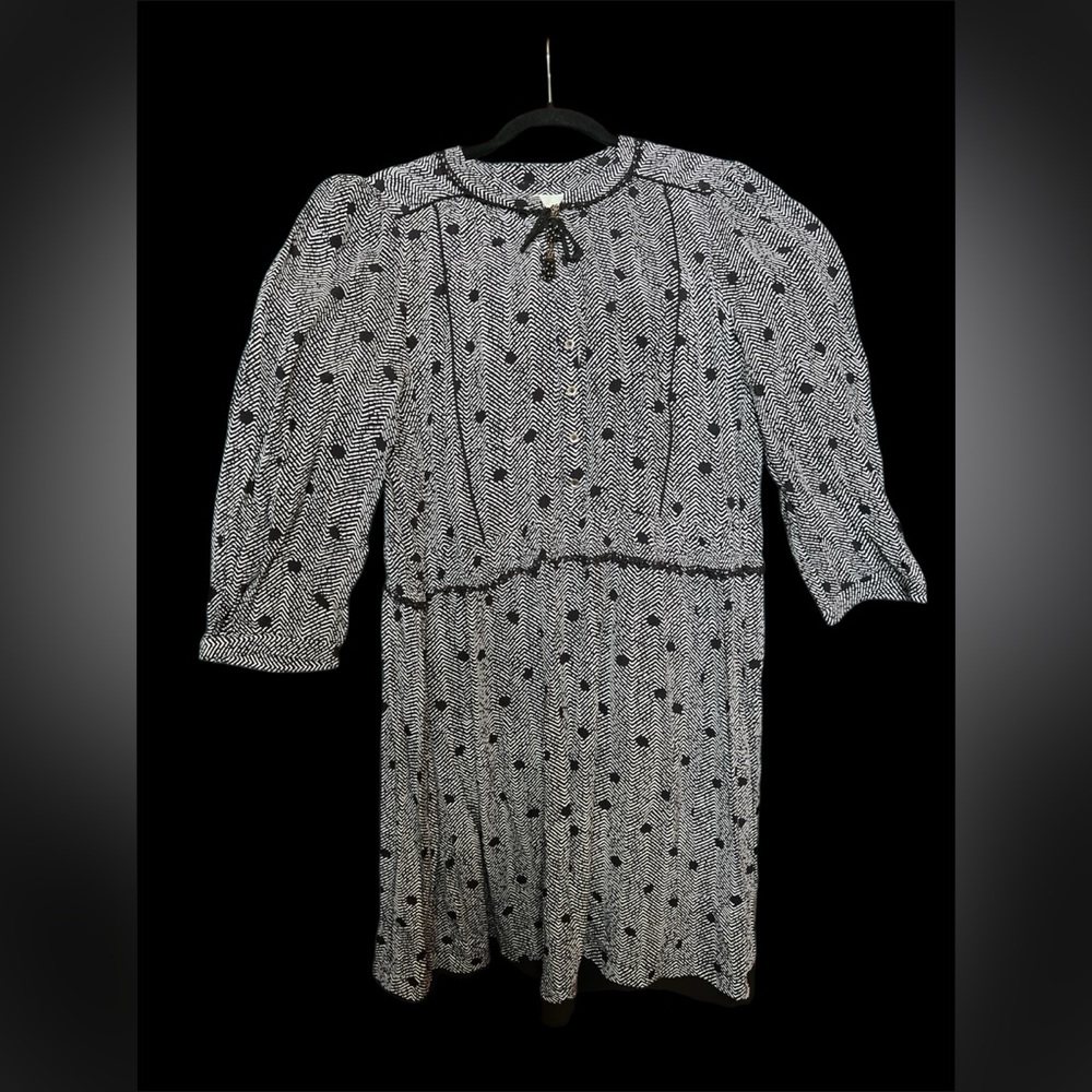 Maeve by Anthropologie Dress Galen Black White Print Pockets 3/4 Sleeves X-Large